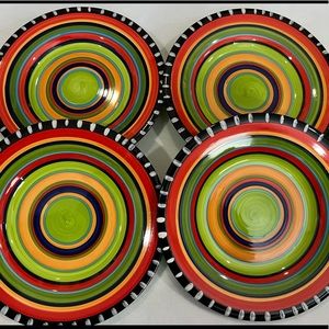 4 Gibson Elite PUEBLO SPRINGS Dinner Plates Spanish Festival D8 Kichen Stoneware